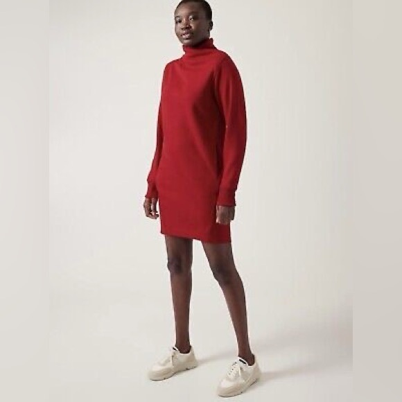 ATHLETA Cozy Karma Mock Neck Dress red L - Picture 1 of 6